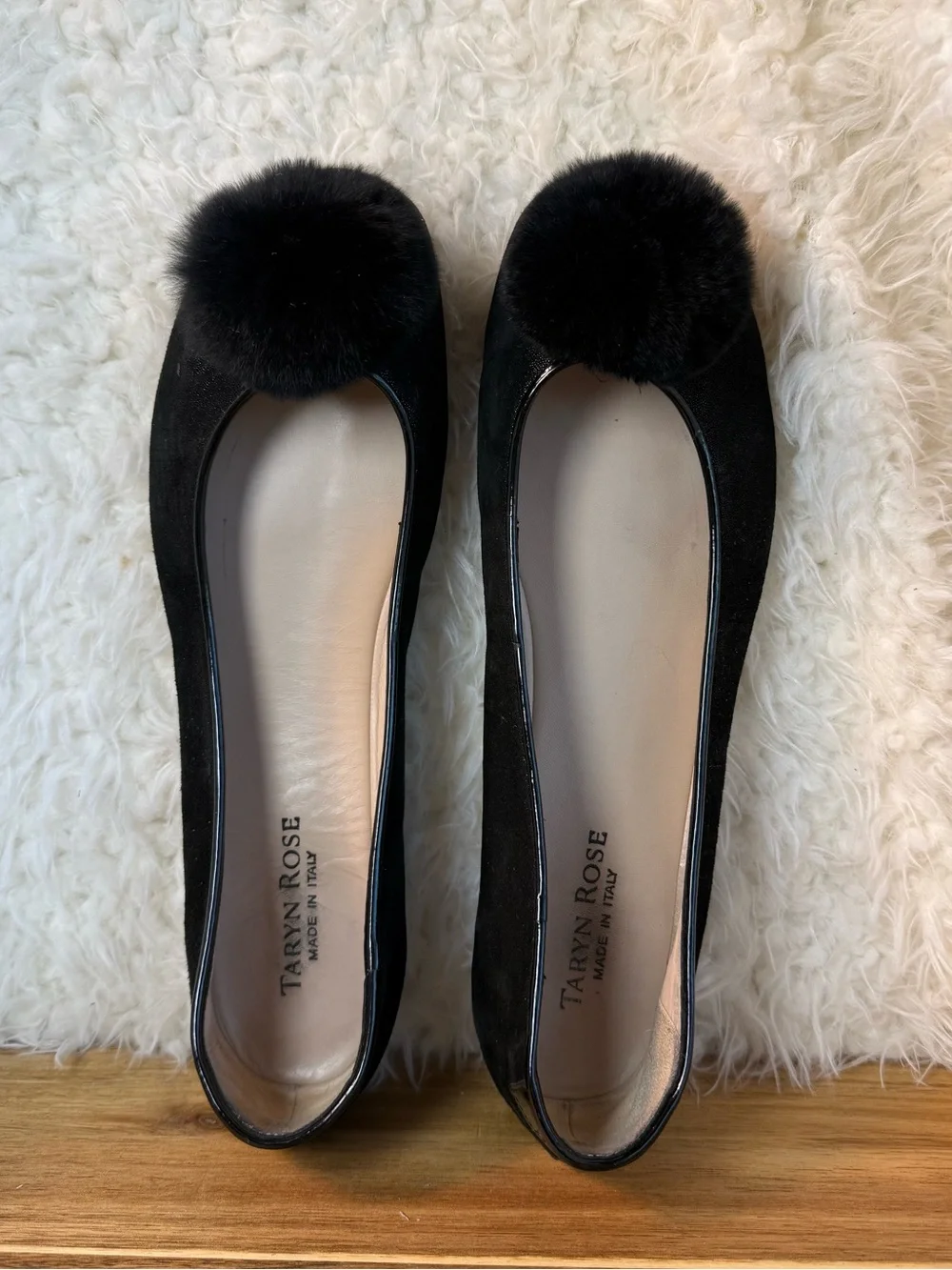 Taryn Rose Suede Pom Pom flats size 40